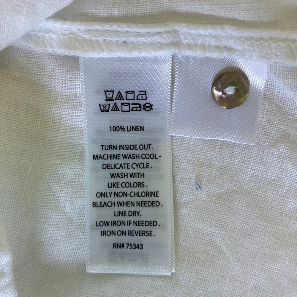 Joie 100% Linen Long Sleeve Shirt White Collar Button Down Beachy Classic Size L - Picture 13 of 14